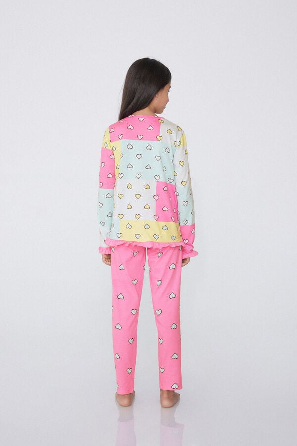 Tezenis Pijama Largo De Manga Larga De Algodón Con Corazones