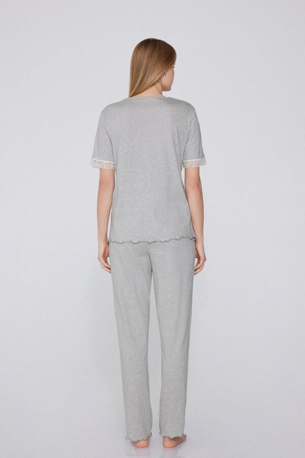 Tezenis Pijama Largo Encaje Media Manga Delicate Touch