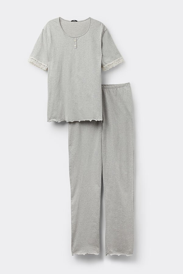 Tezenis Pijama Largo Encaje Media Manga Delicate Touch