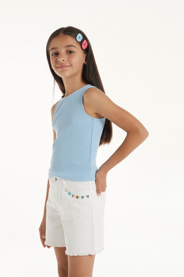 Tezenis Shorts De Denim Deshilachados Con Aplicaciones De Corazones