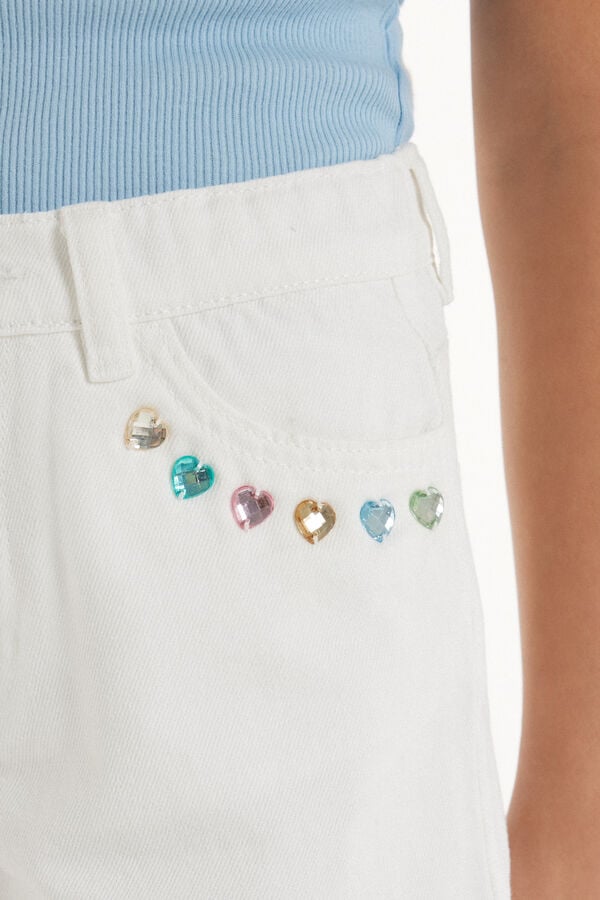 Tezenis Shorts De Denim Deshilachados Con Aplicaciones De Corazones