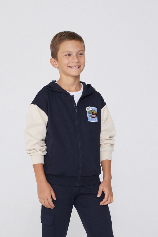 Tezenis Sudadera Con Capucha Con Cremallera Y Parche Para Niño