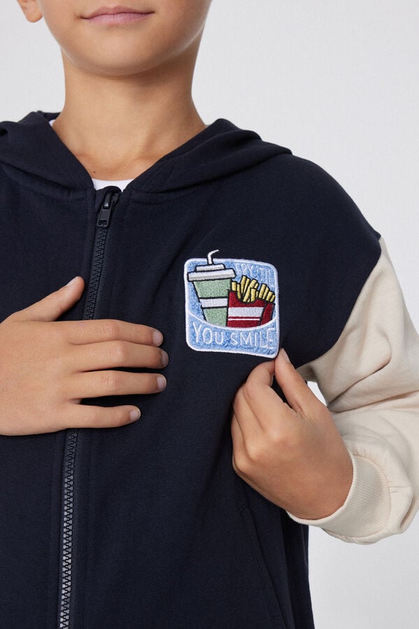 Tezenis Sudadera Con Capucha Con Cremallera Y Parche Para Niño