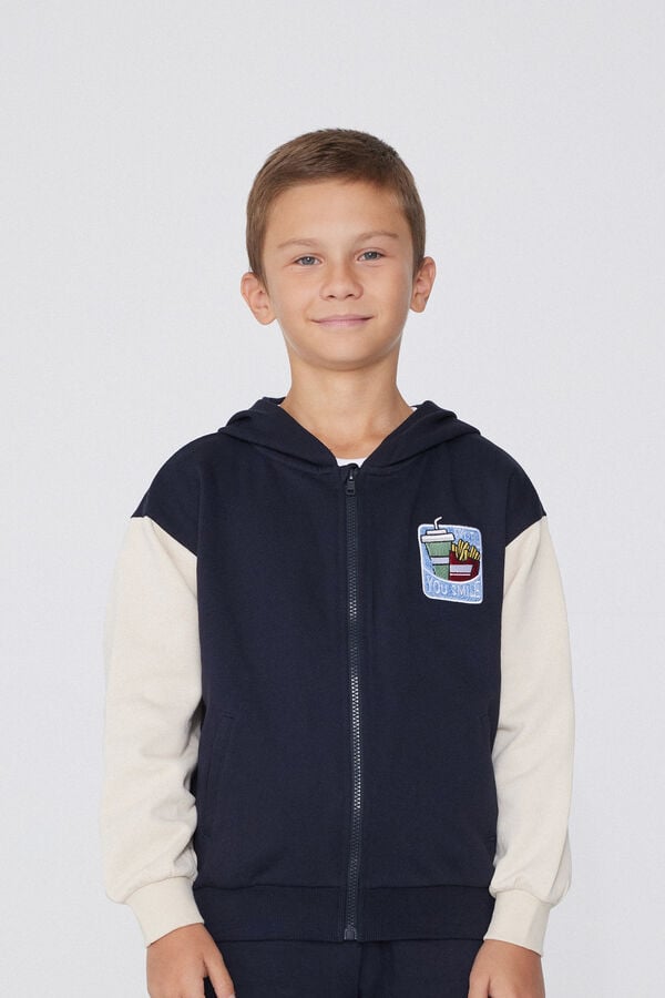 Tezenis Sudadera con Capucha con Cremallera y Parche para Niño