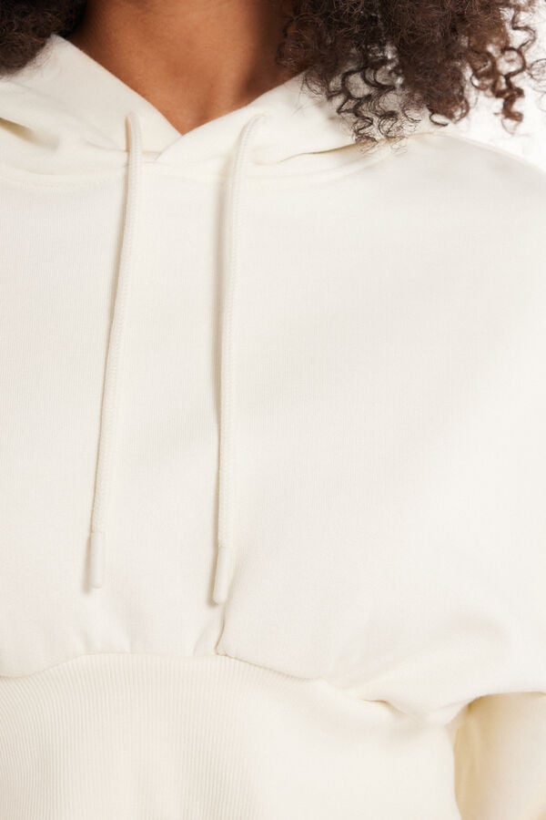 Tezenis Sudadera Corta Gruesa De Manga Larga Con Capucha Y Hombro Caído