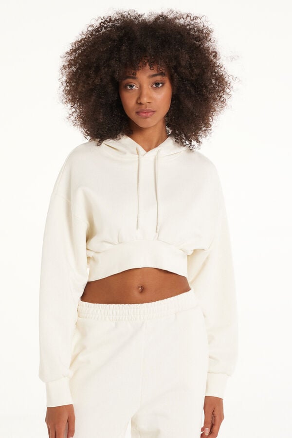 Tezenis Sudadera Corta Gruesa de Manga Larga con Capucha y Hombro Caído