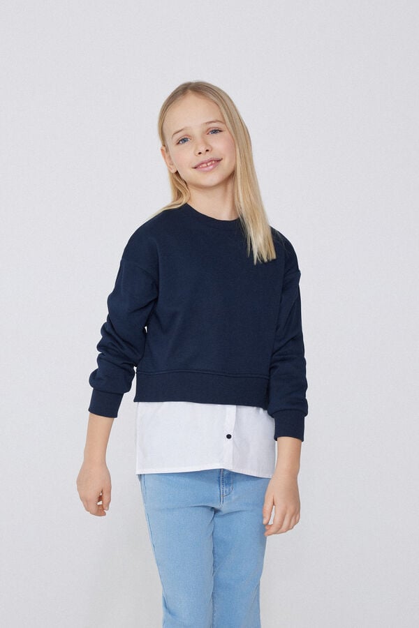 Tezenis Sudadera De Manga Larga En Algodón Efecto Camisa Niña