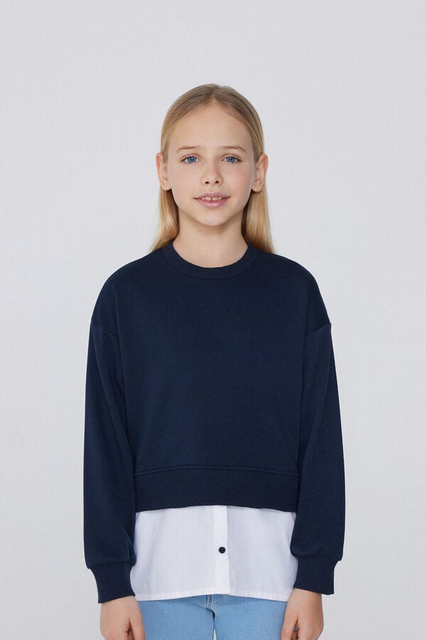 Tezenis Sudadera de Manga Larga en Algodón Efecto Camisa Niña