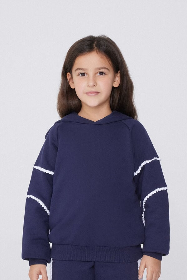 Tezenis Sudadera Gruesa de Manga Larga con Capucha y Encaje