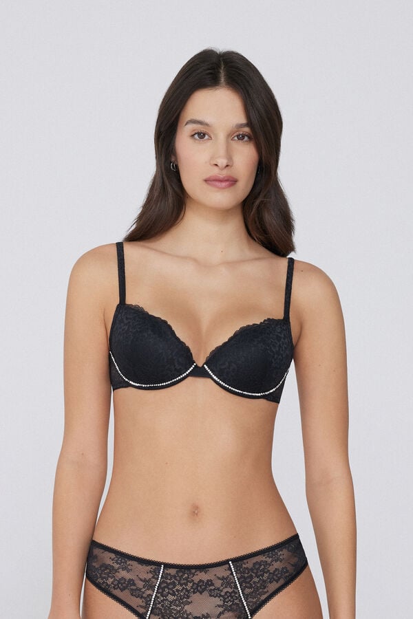 Tezenis Sujetador Push-Up Encaje y Strass Athens Shiny Delight