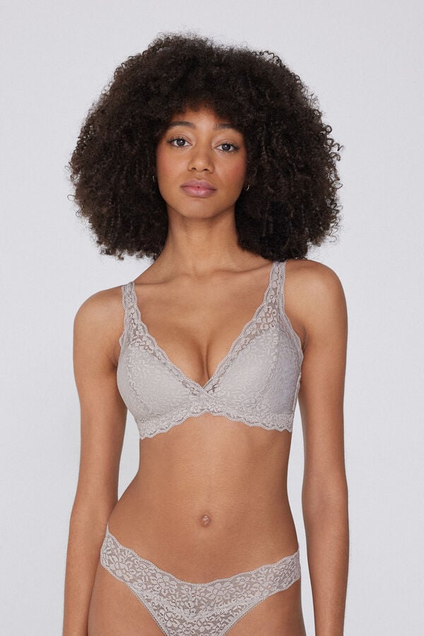 Tezenis Sujetador triángulo de encaje reciclado Havana