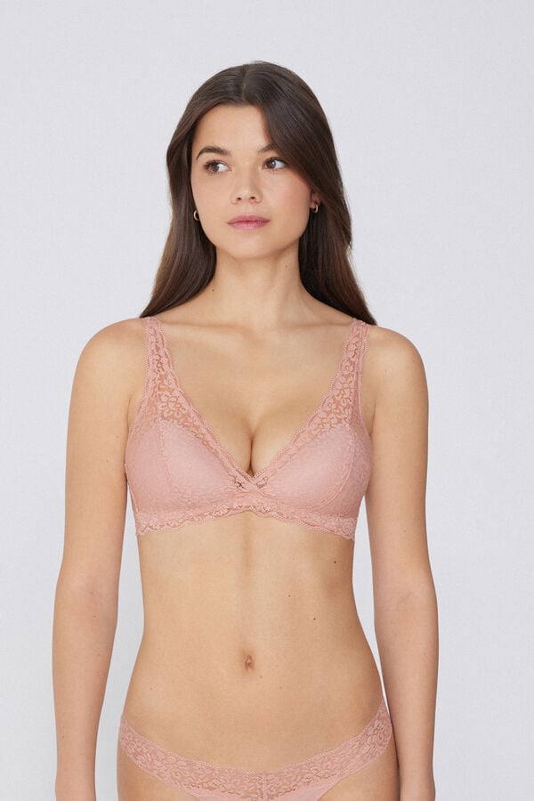 Tezenis Sujetador triángulo de encaje reciclado Havana