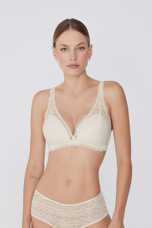 Tezenis Sujetador triángulo de encaje reciclado Havana