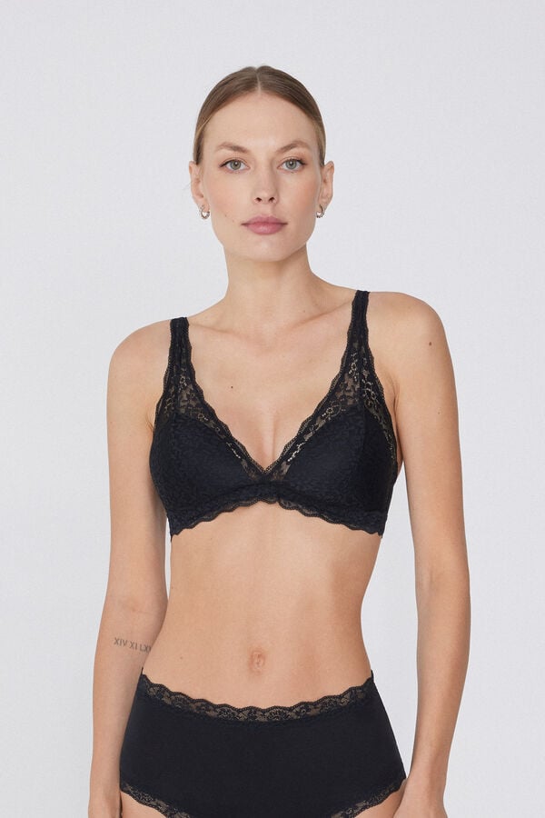 Tezenis Sujetador triángulo de encaje reciclado Havana