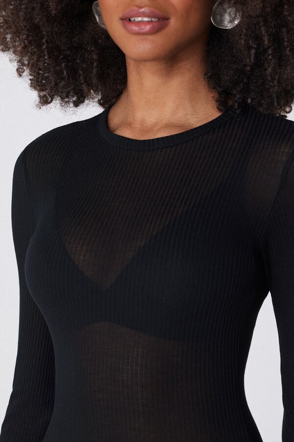 Tezenis Body Manga Larga Cuello Redondo Canalé