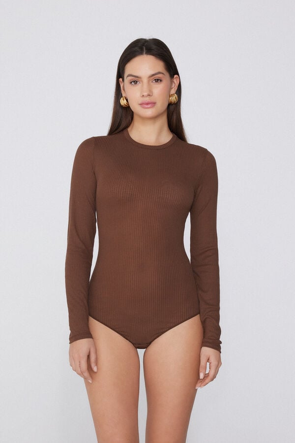 Tezenis Body Manga Larga Cuello Redondo Canalé
