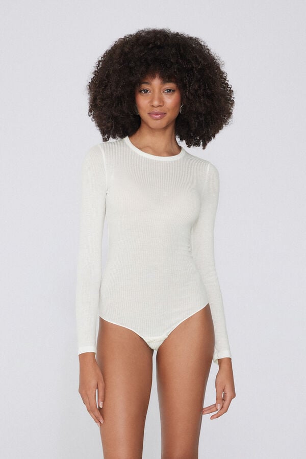 Tezenis Body Manga Larga Cuello Redondo Canalé