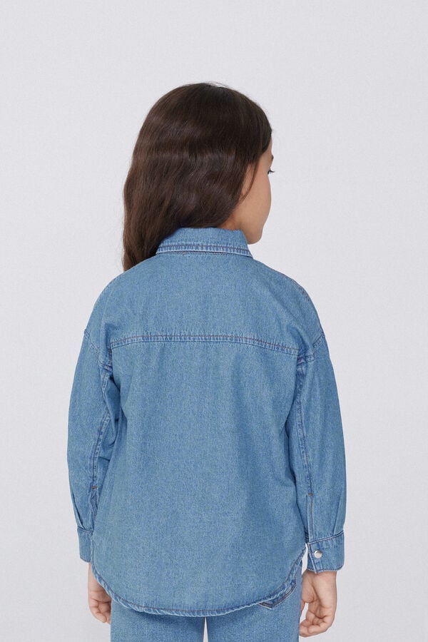 Tezenis Camisa De Denim De Manga Larga Para Niña
