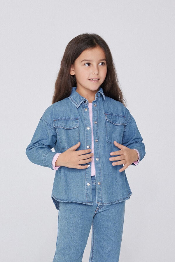 Tezenis Camisa De Denim De Manga Larga Para Niña