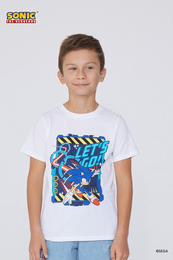 Tezenis Camiseta de Algodón con Estampado de Sonic