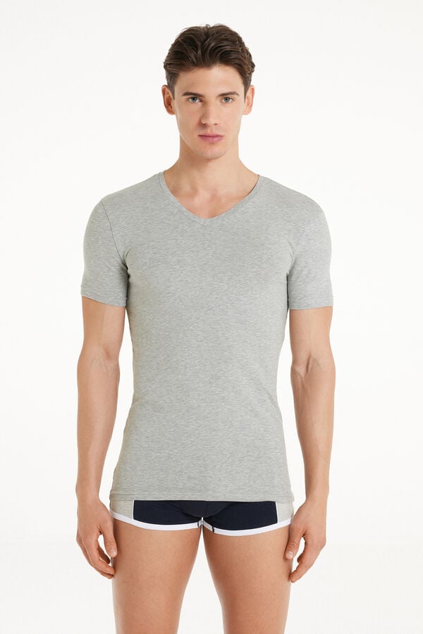 Tezenis Camiseta Escote Pico Algodón Elástico