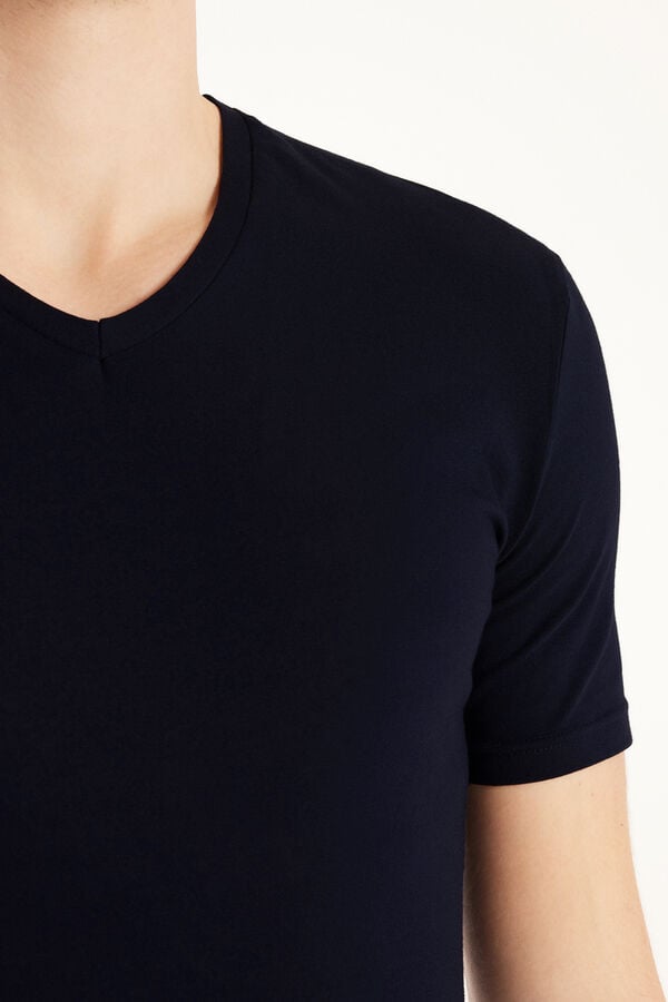 Tezenis Camiseta Escote Pico Algodón Elástico