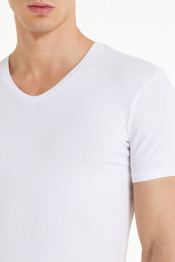 Tezenis Camiseta Escote Pico Algodón Elástico