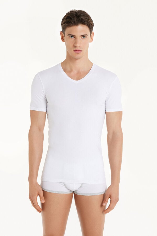 Tezenis Camiseta Escote Pico Algodón Elástico
