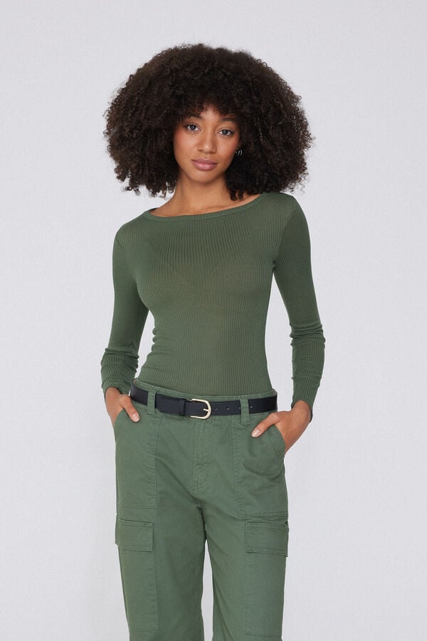 Tezenis Camiseta Manga Larga Escote Barco Canalé