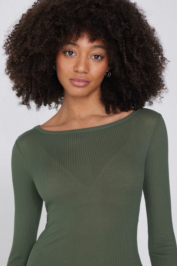 Tezenis Camiseta Manga Larga Escote Barco Canalé