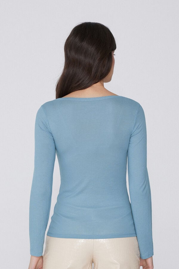 Tezenis Camiseta Manga Larga Escote Barco Canalé