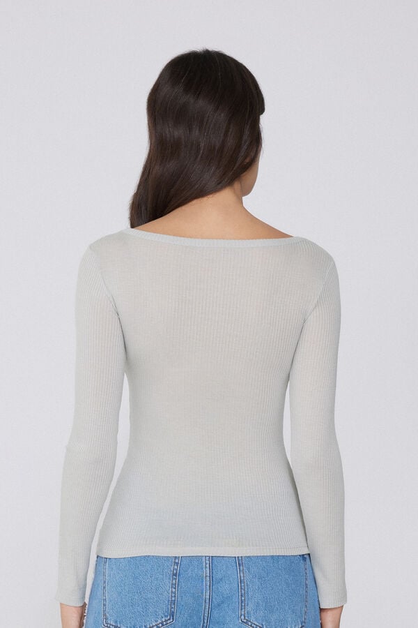 Tezenis Camiseta Manga Larga Escote Barco Canalé