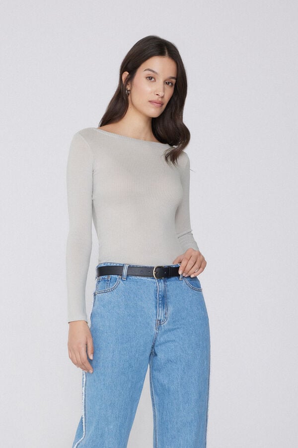 Tezenis Camiseta Manga Larga Escote Barco Canalé