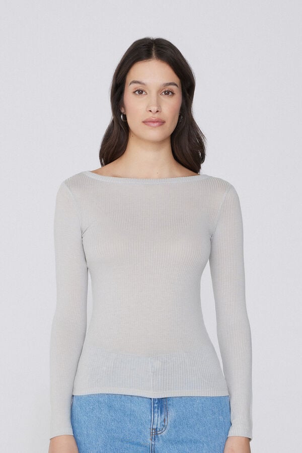 Tezenis Camiseta Manga Larga Escote Barco Canalé