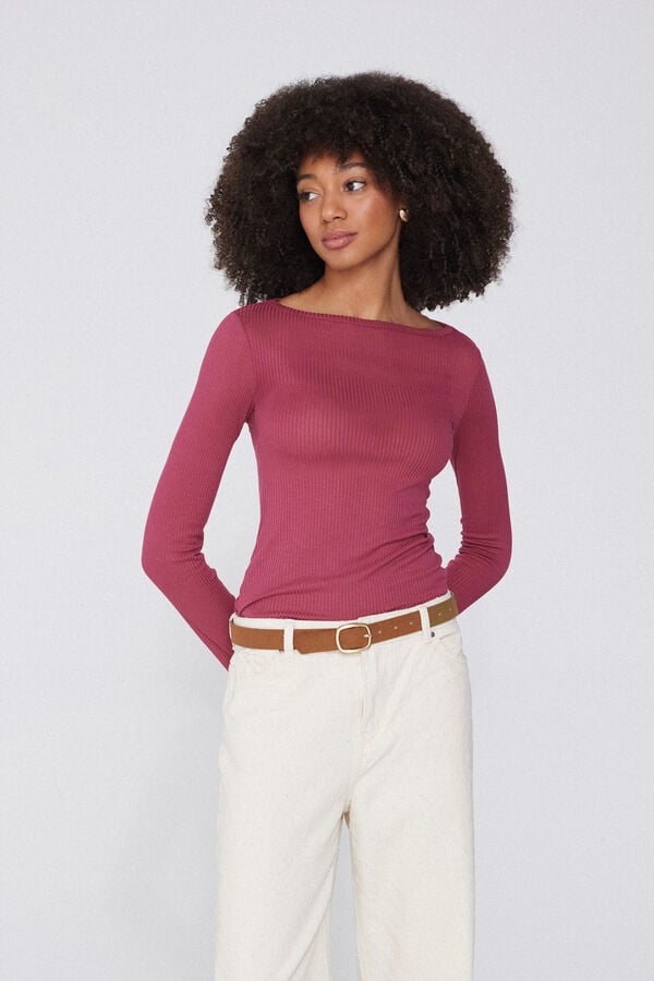 Tezenis Camiseta Manga Larga Escote Barco Canalé