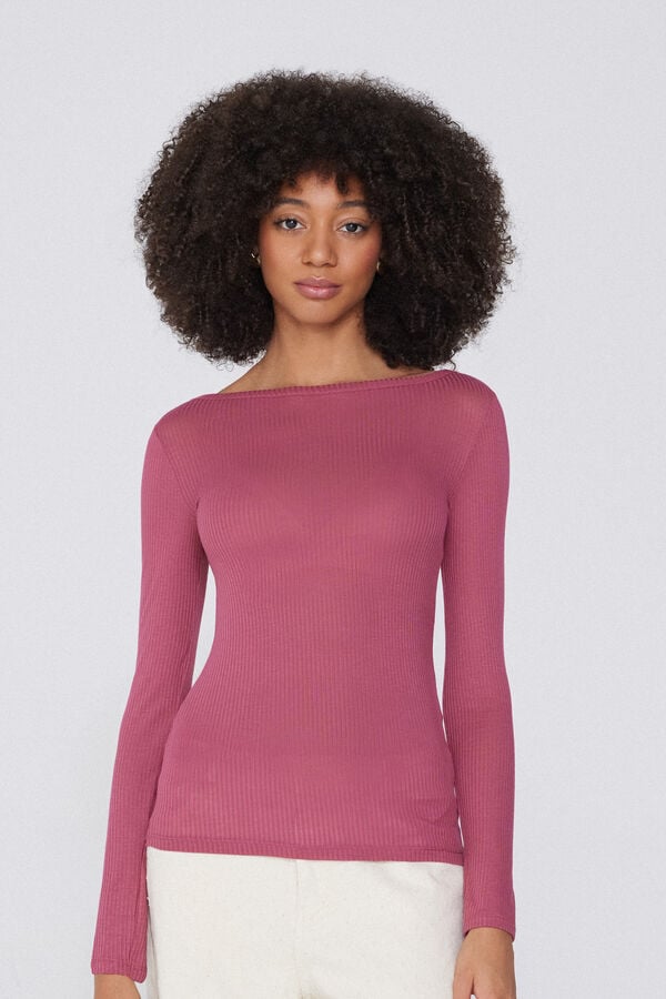 Tezenis Camiseta Manga Larga Escote Barco Canalé