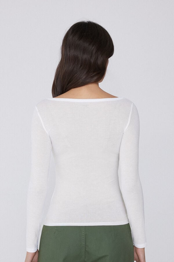 Tezenis Camiseta Manga Larga Escote Barco Canalé