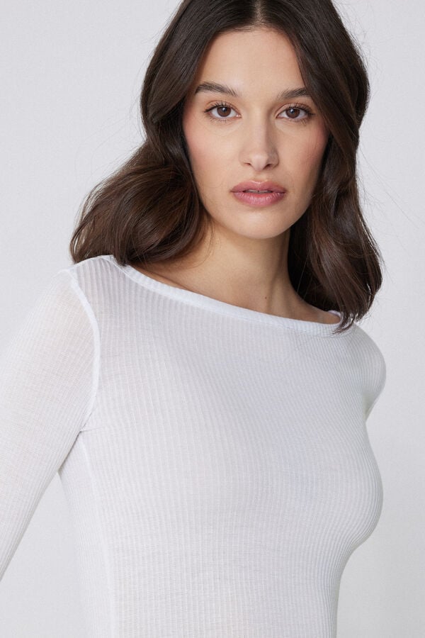 Tezenis Camiseta Manga Larga Escote Barco Canalé