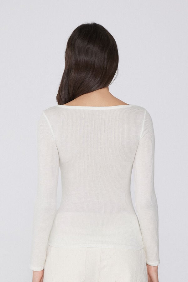 Tezenis Camiseta Manga Larga Escote Barco Canalé