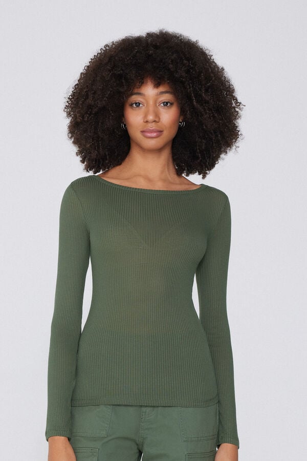 Tezenis Camiseta Manga Larga Escote Barco Canalé