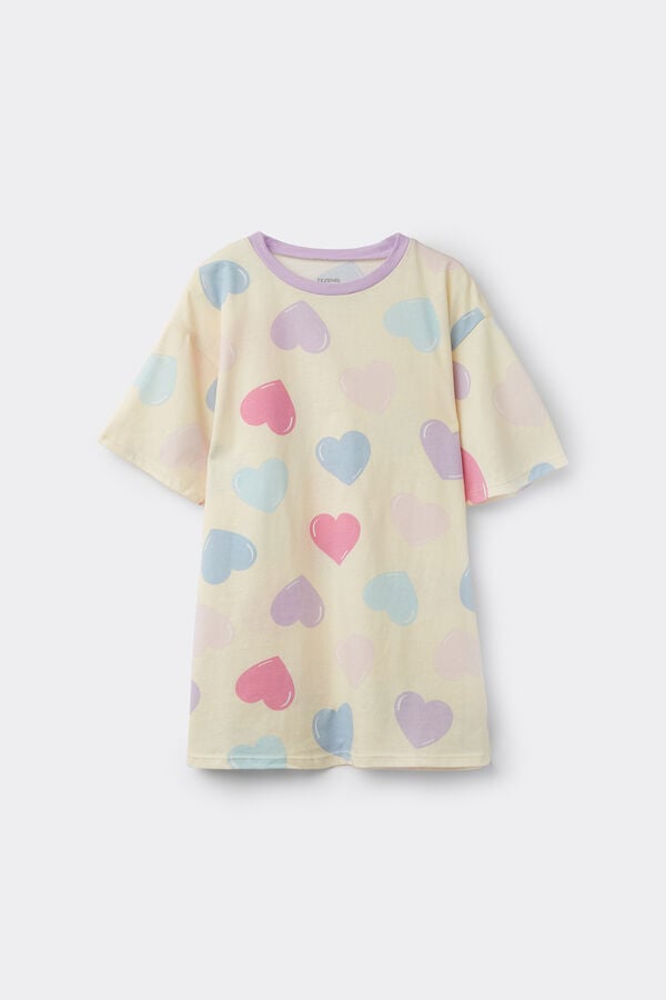 Tezenis Camisón Manga Corta Algodón Corazones Niña
