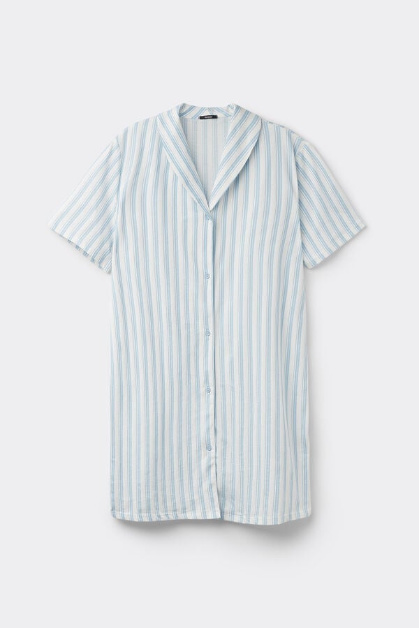 Tezenis Camisón Media Manga Abierta Algodón Rayas