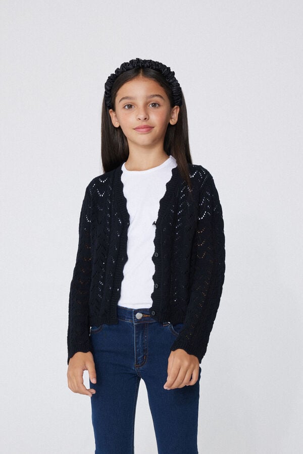 Tezenis Cárdigan Calado De Manga Larga Para Niña