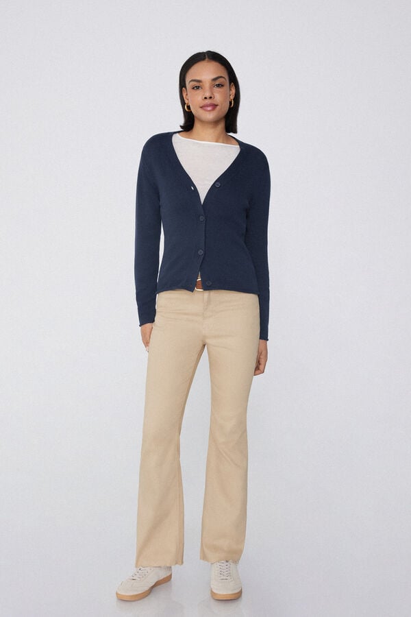 Tezenis Cárdigan Manga Larga Canalé Algodón