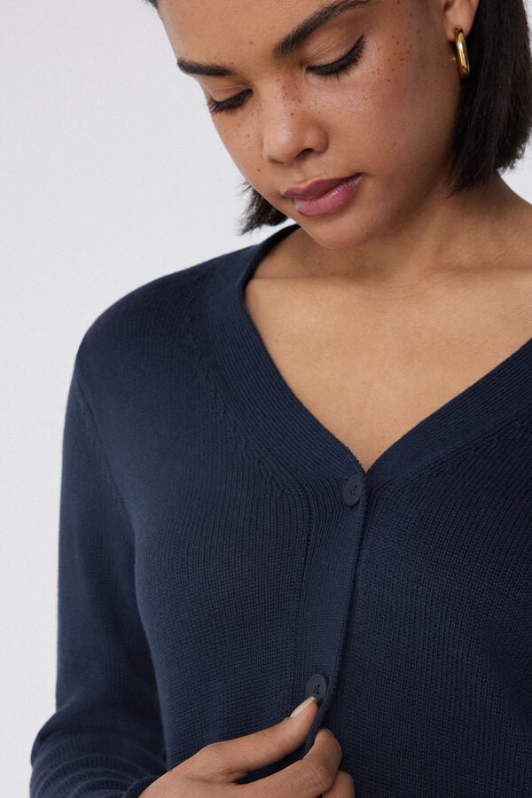 Tezenis Cárdigan Manga Larga Canalé Algodón