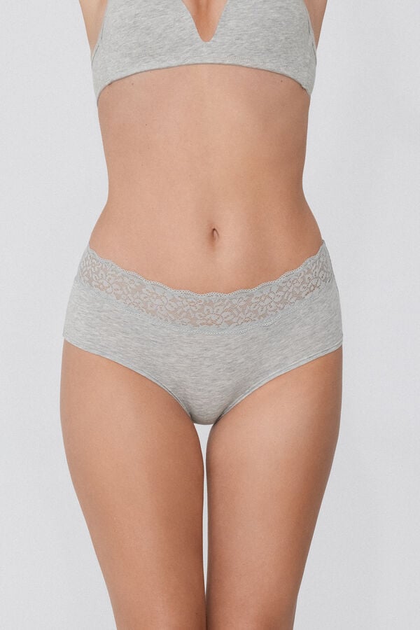 Tezenis Culotte de algodón y encaje reciclado