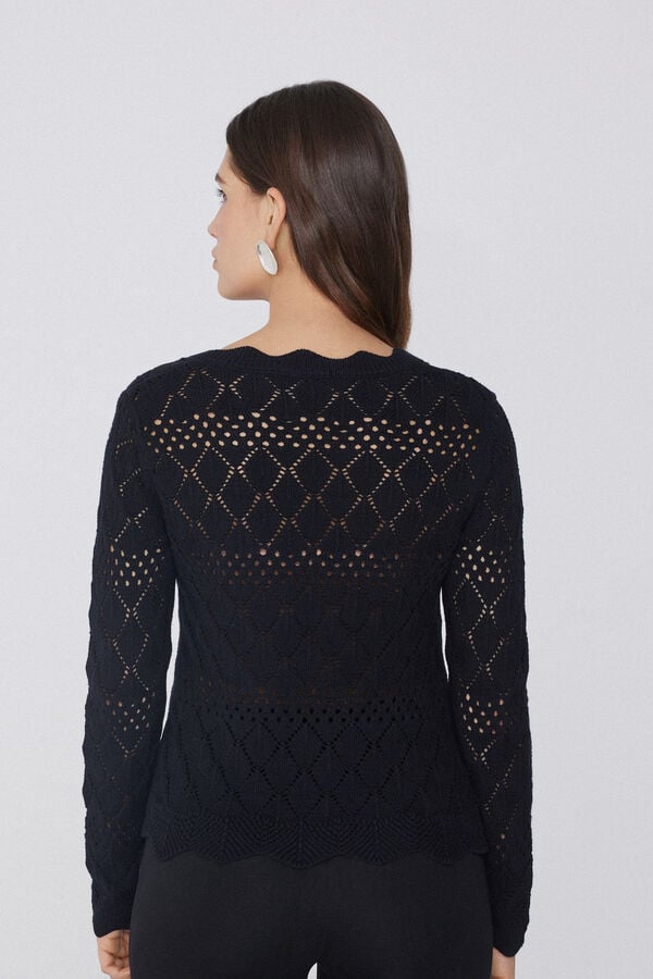 Tezenis Jersey De Manga Larga Perforado De Crochet