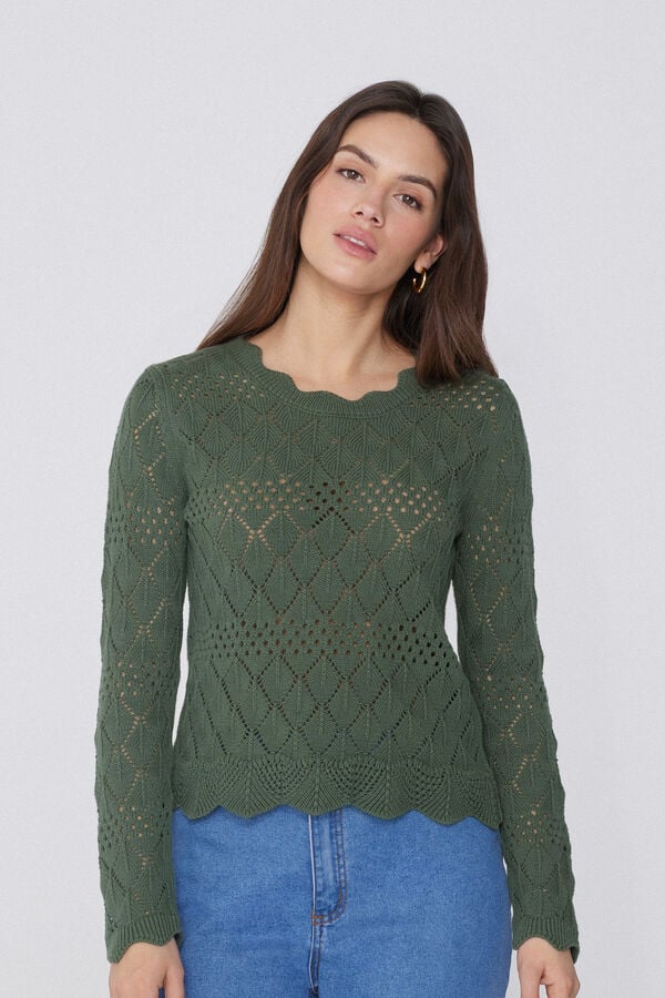 Tezenis Jersey de Manga Larga Perforado de Crochet