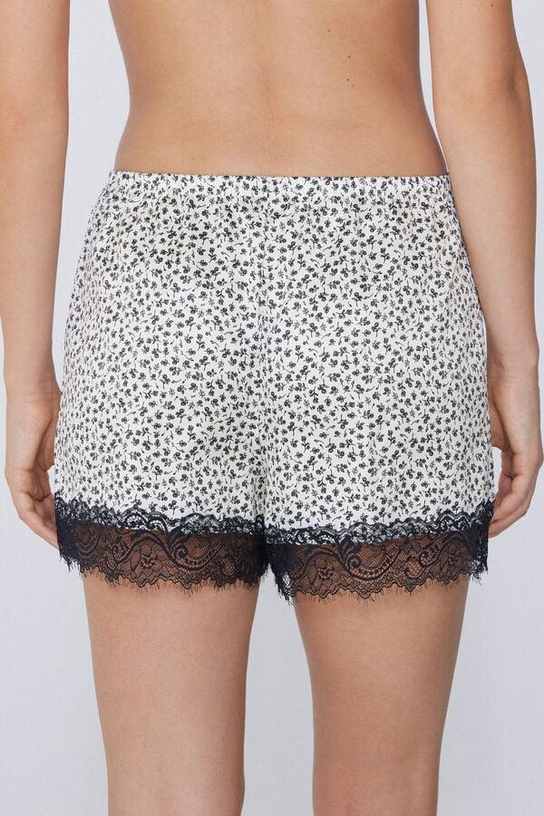 Tezenis Pantalón Corto De Raso Estampado Y Encaje