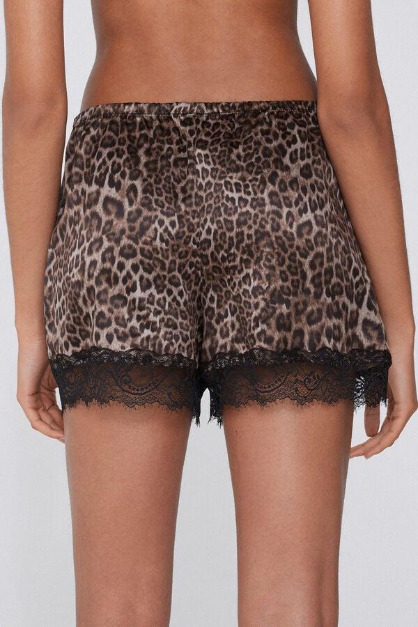 Tezenis Pantalón Corto De Raso Estampado Y Encaje